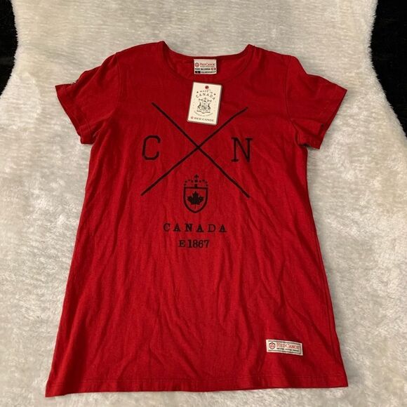New Red Canoe Womens Red T Shirt Size Large Canx Short Sleeve Top - Picture 1 of 7